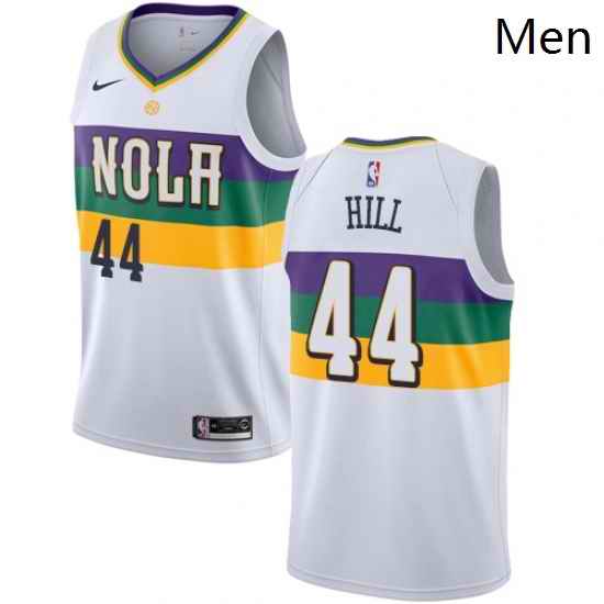 Mens Nike New Orleans Pelicans 44 Solomon Hill Swingman White NBA Jersey City Edition